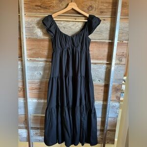 Abercrombie black cotton tiered long dress